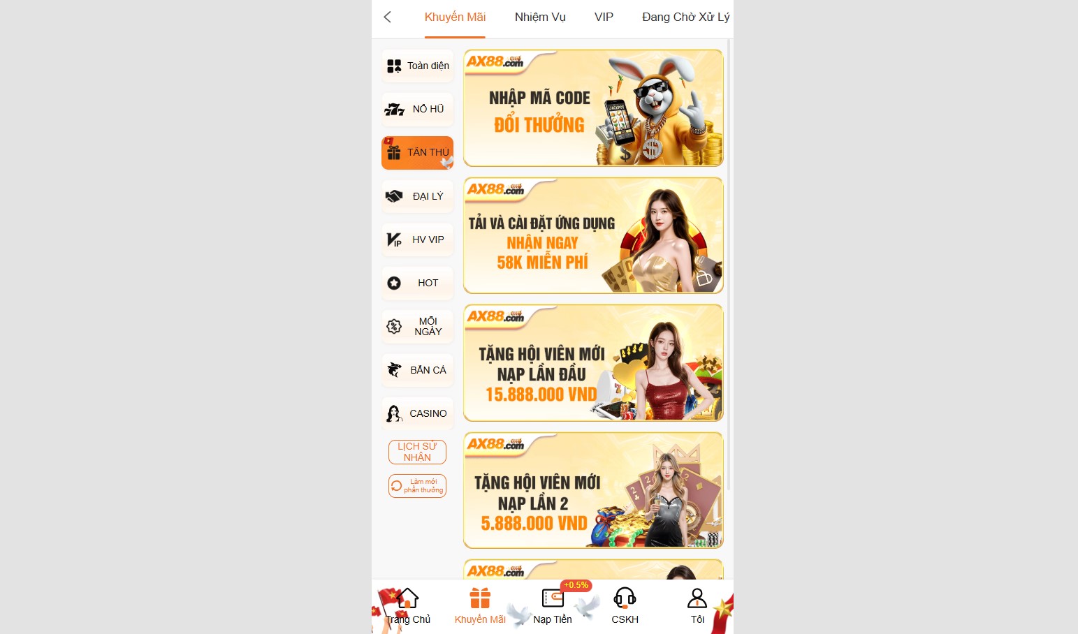 Hướng dẫn tải app ax88 cho thiết bị iOS/ Android 2 Chương trình khuyến mãi được cập nhật nhiều hơn khi tải app AX88