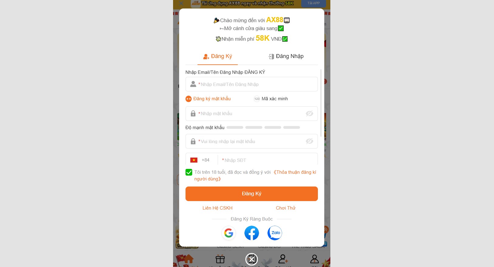 AX88 – Trang chủ nhà cái AX88 COM chính thức 2026 28 Form đăng ký AX88 tích hợp login bằng Google, Facebook lẫn Zalo.